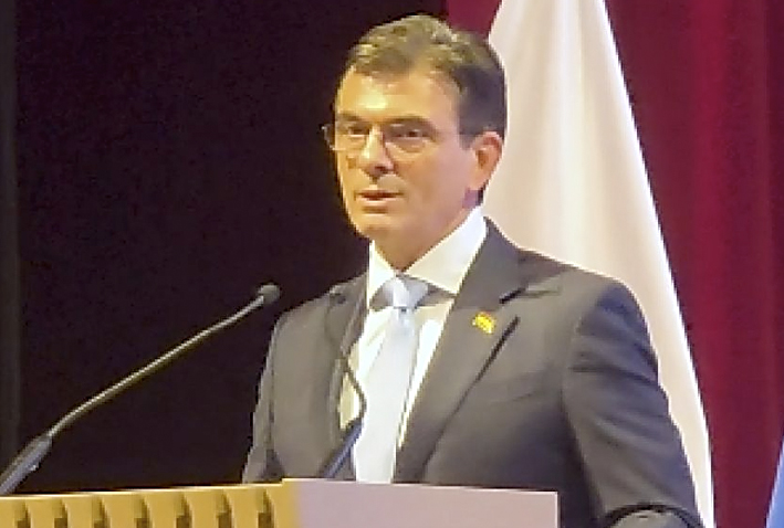 Paz durante su discurso en Mercosur. Foto: Captura de video